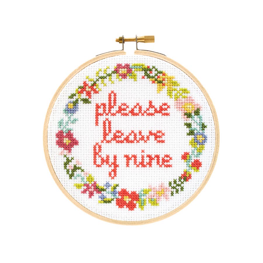 Please Leave By Nine Cross Stitch Kit - Image 1
