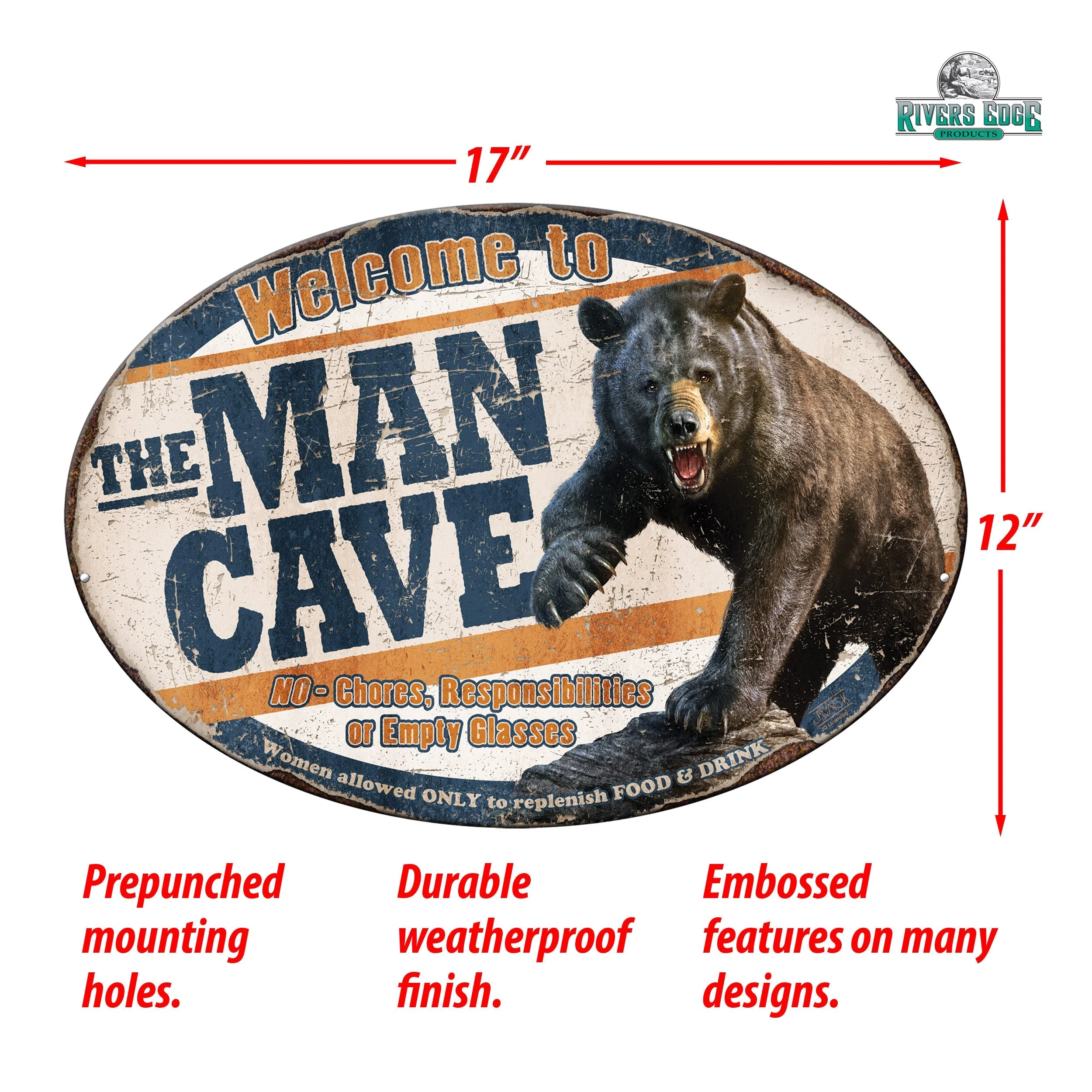 Tin Sign 12in x 17in-Bear Man Cave - Image 3