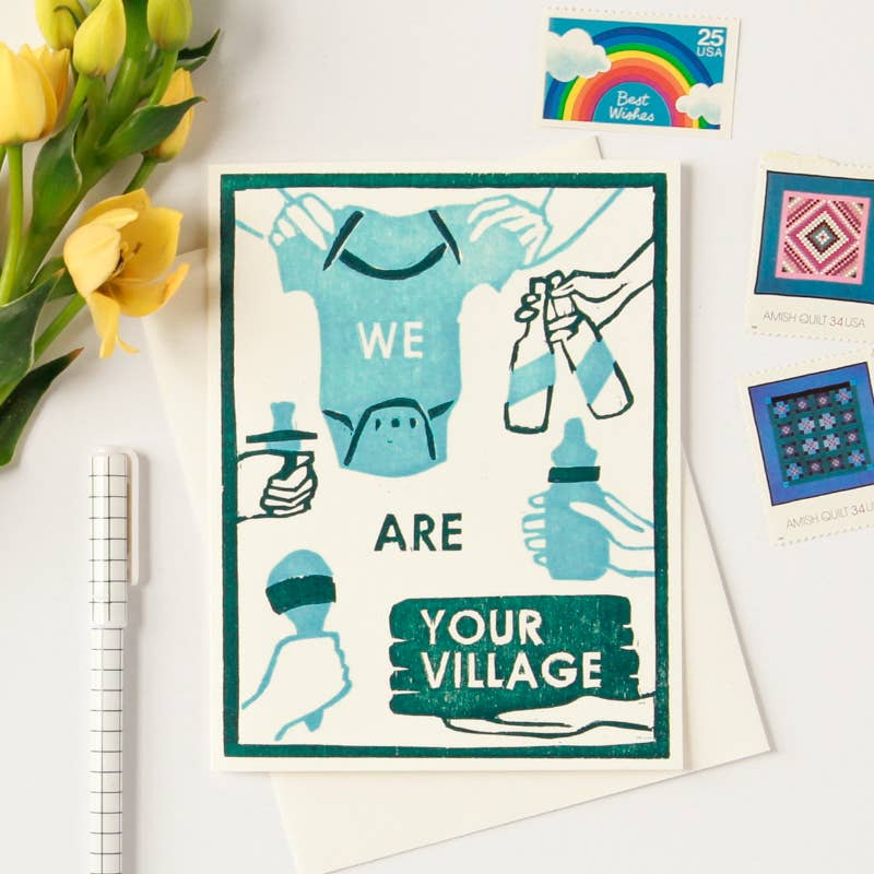 We Are Your Village New Baby Card - Image 2