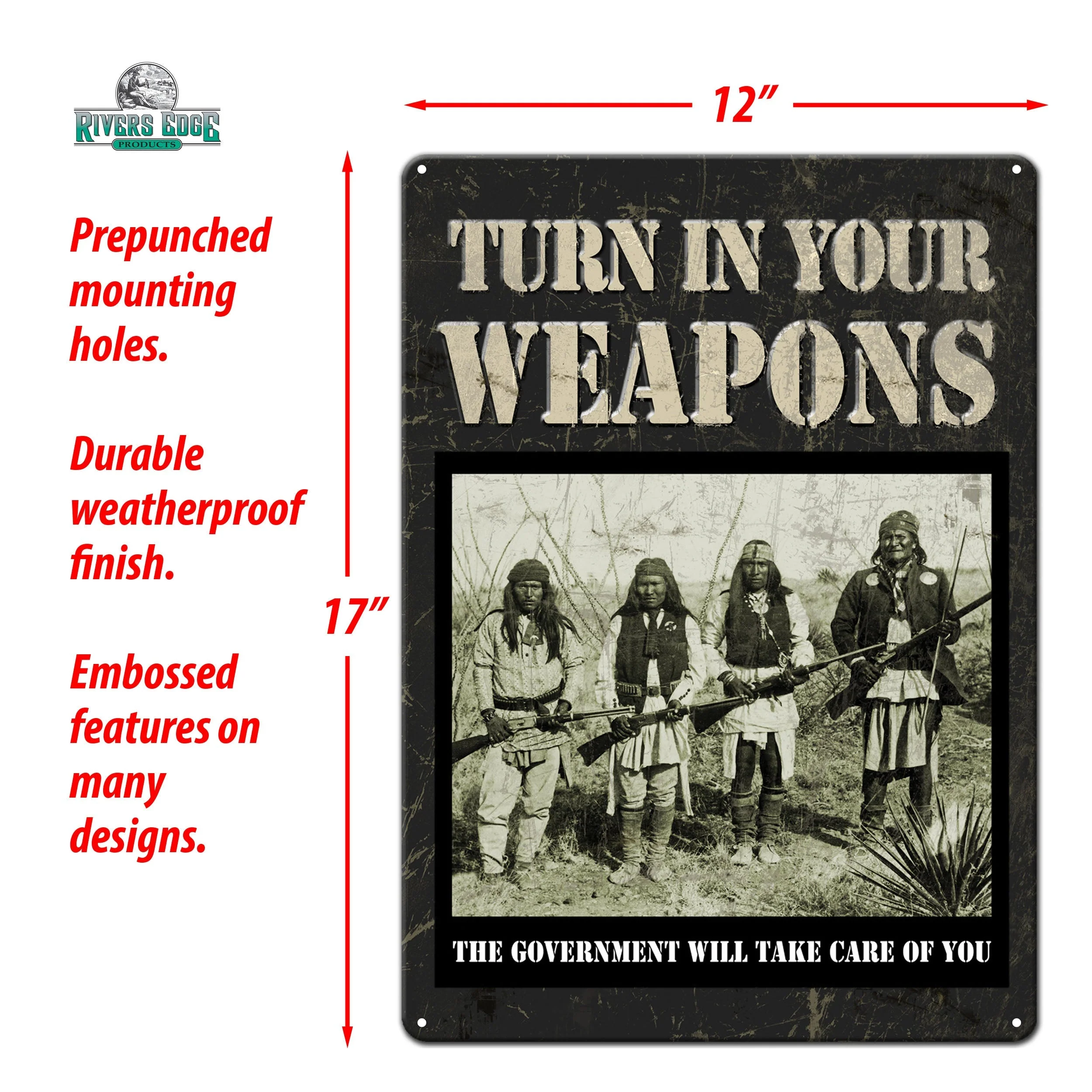 Tin Sign 12in x 17in-Turn In Your Weapons - Image 2