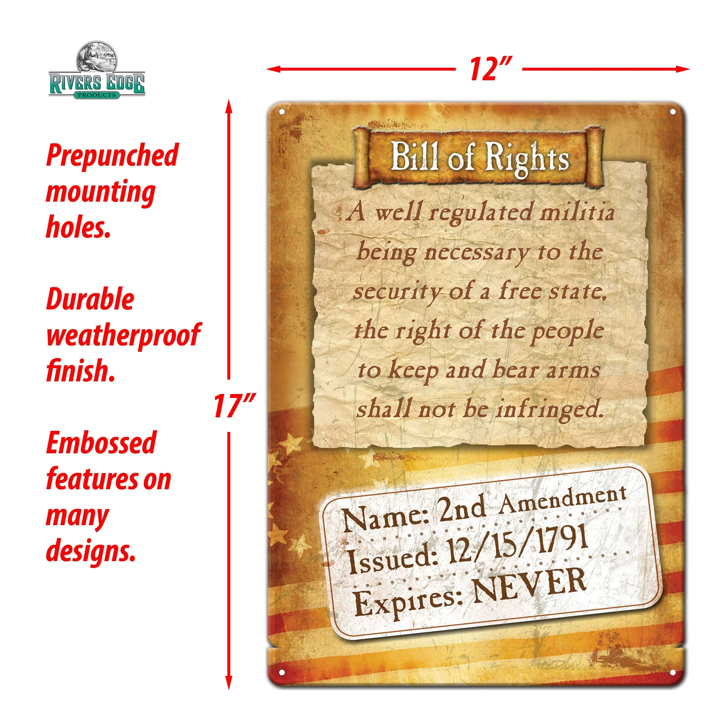 Tin Sign 12in x 17in-Bill of Rights - Image 3