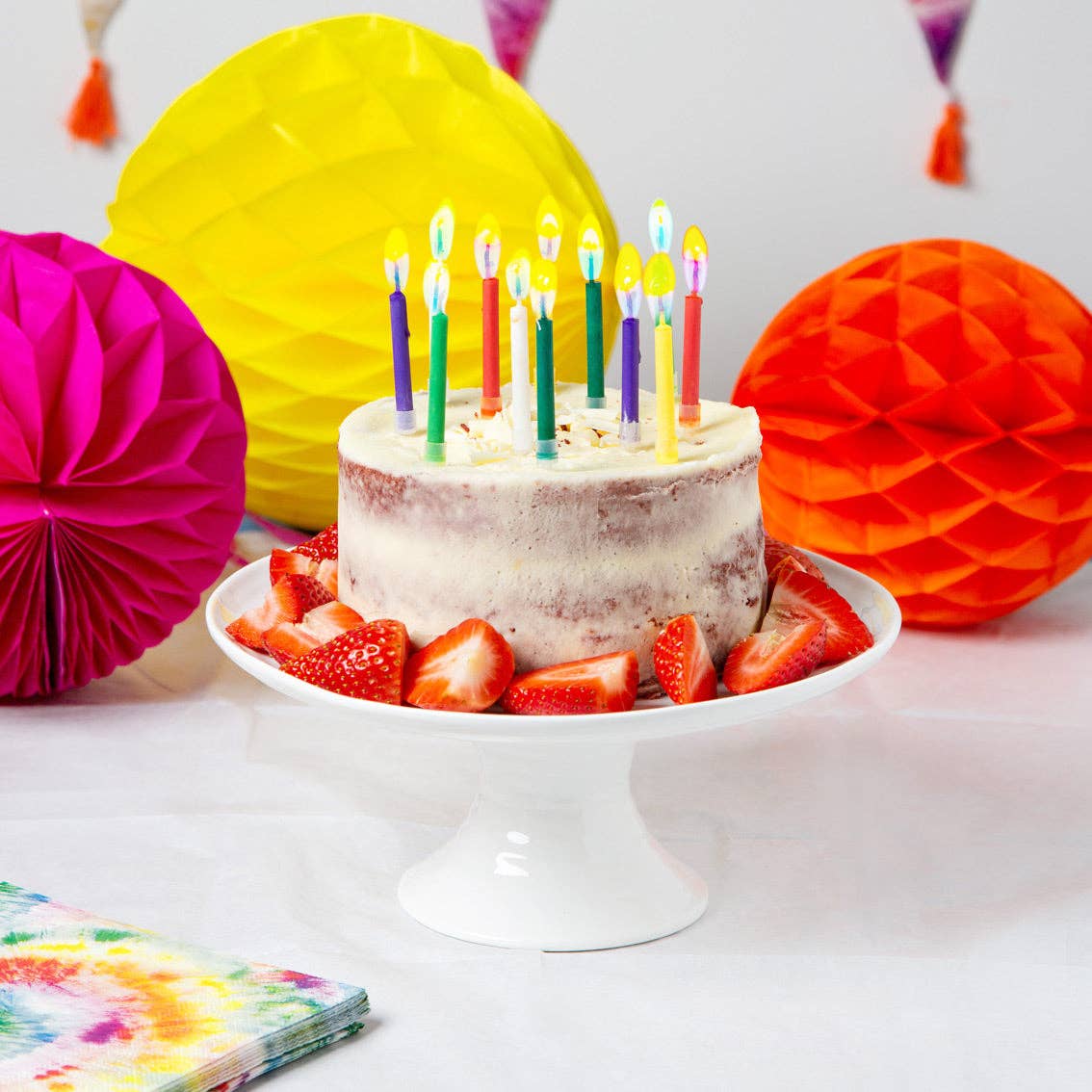 Rainbow Flame Birthday Candles - 12 Pack | Cake Candles | - Image 3