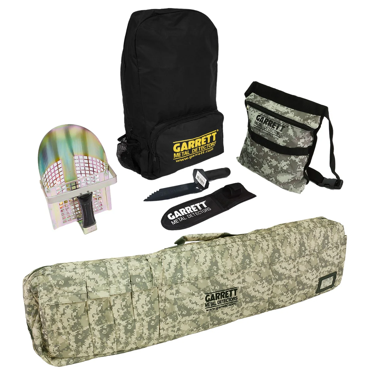 Garrett Soft Case Tactical Camouflage w/ Backpack, Edge Digger, Pouch & Scoop - Image 1