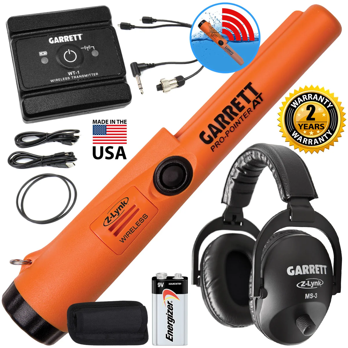Garrett Pro-Pointer AT Z-Lynk Pinpointer with MS-3 Wireless Headphones Kit