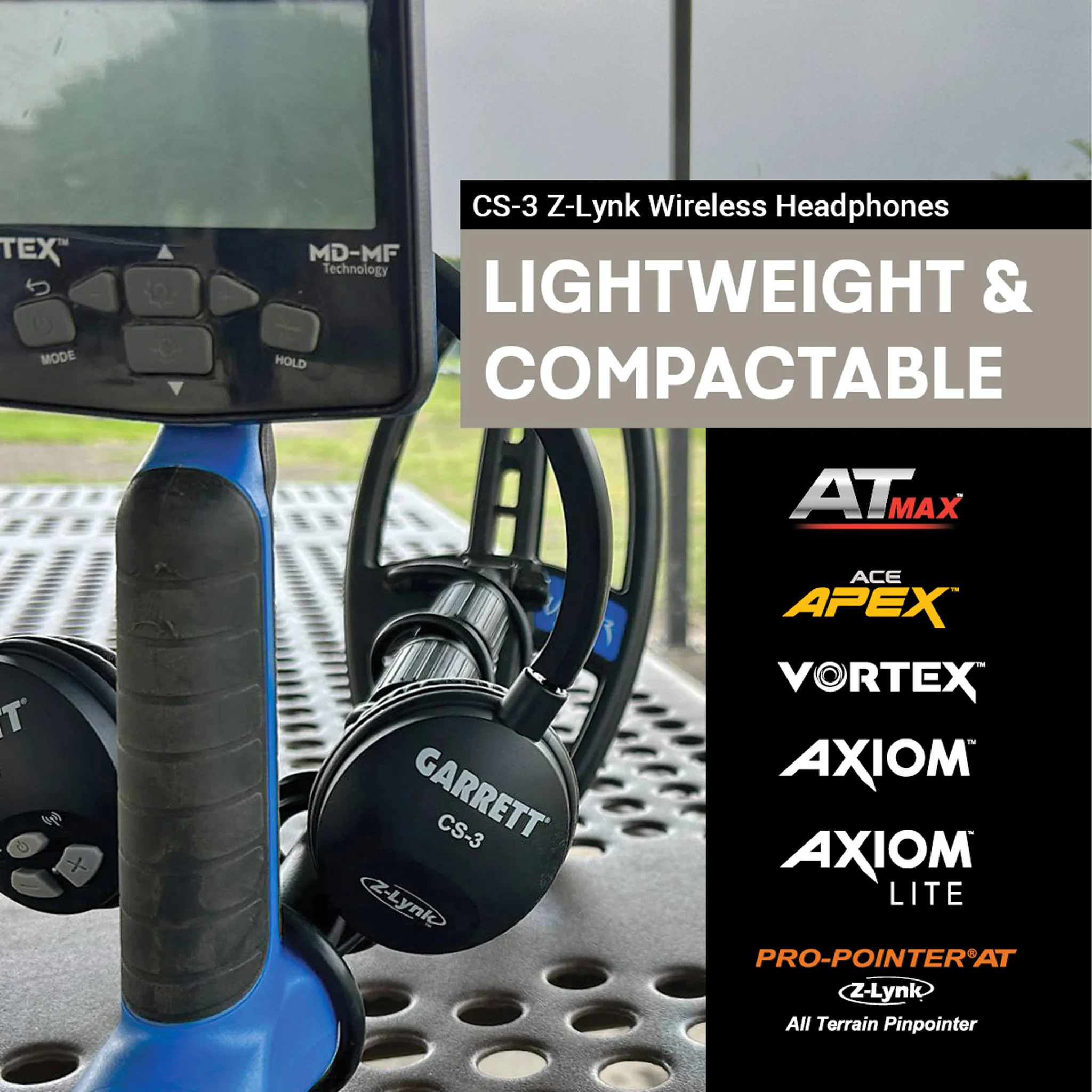 Garrett CS-3 Z-Lynk Wireless Headphones - Vortex, AT Max, ACE Apex, Axiom, Pro-Pointer AT Z-Lynk - Image 3