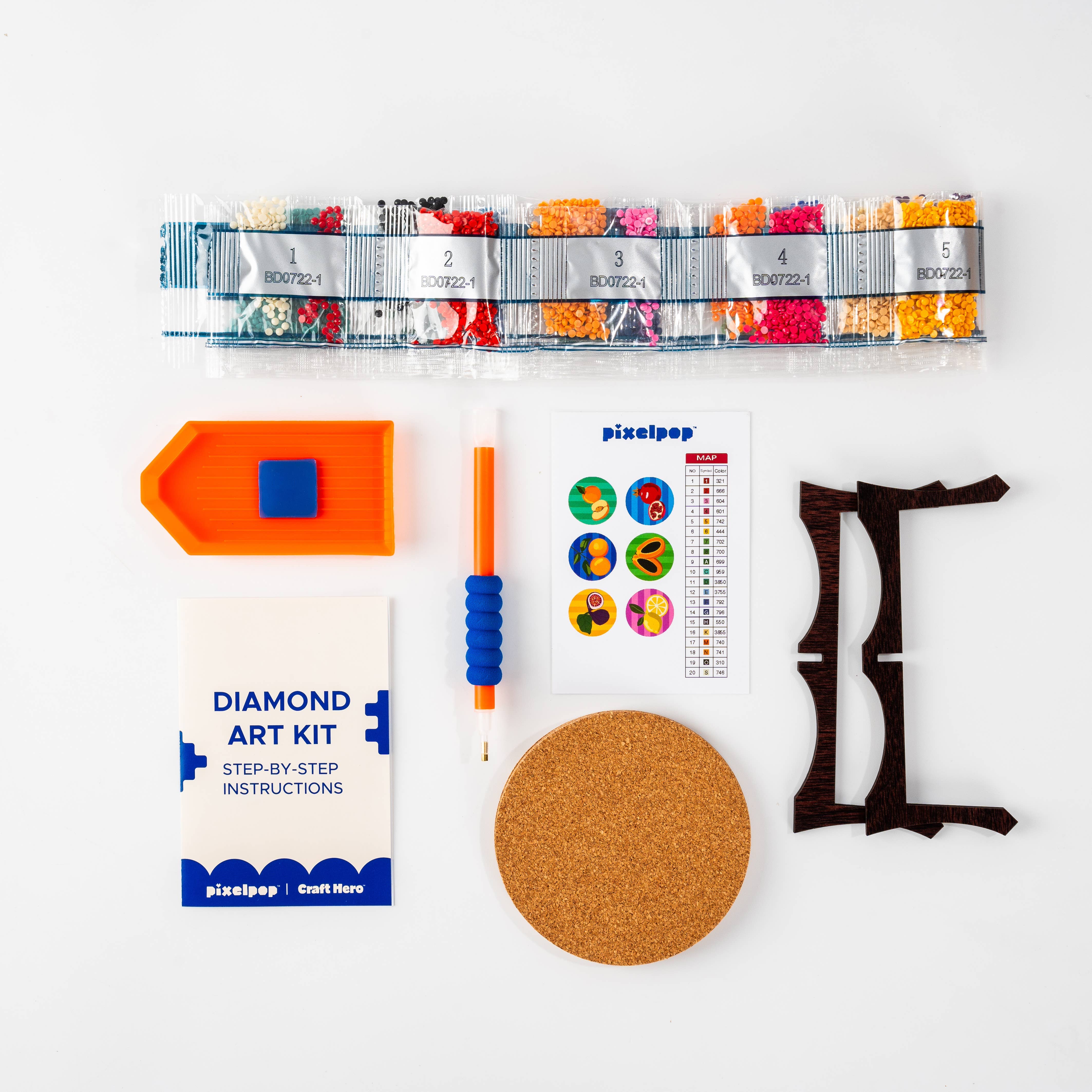 PixelPop™ Diamond Art Acrylic Coaster Kit — Tutti Frutti - Image 2