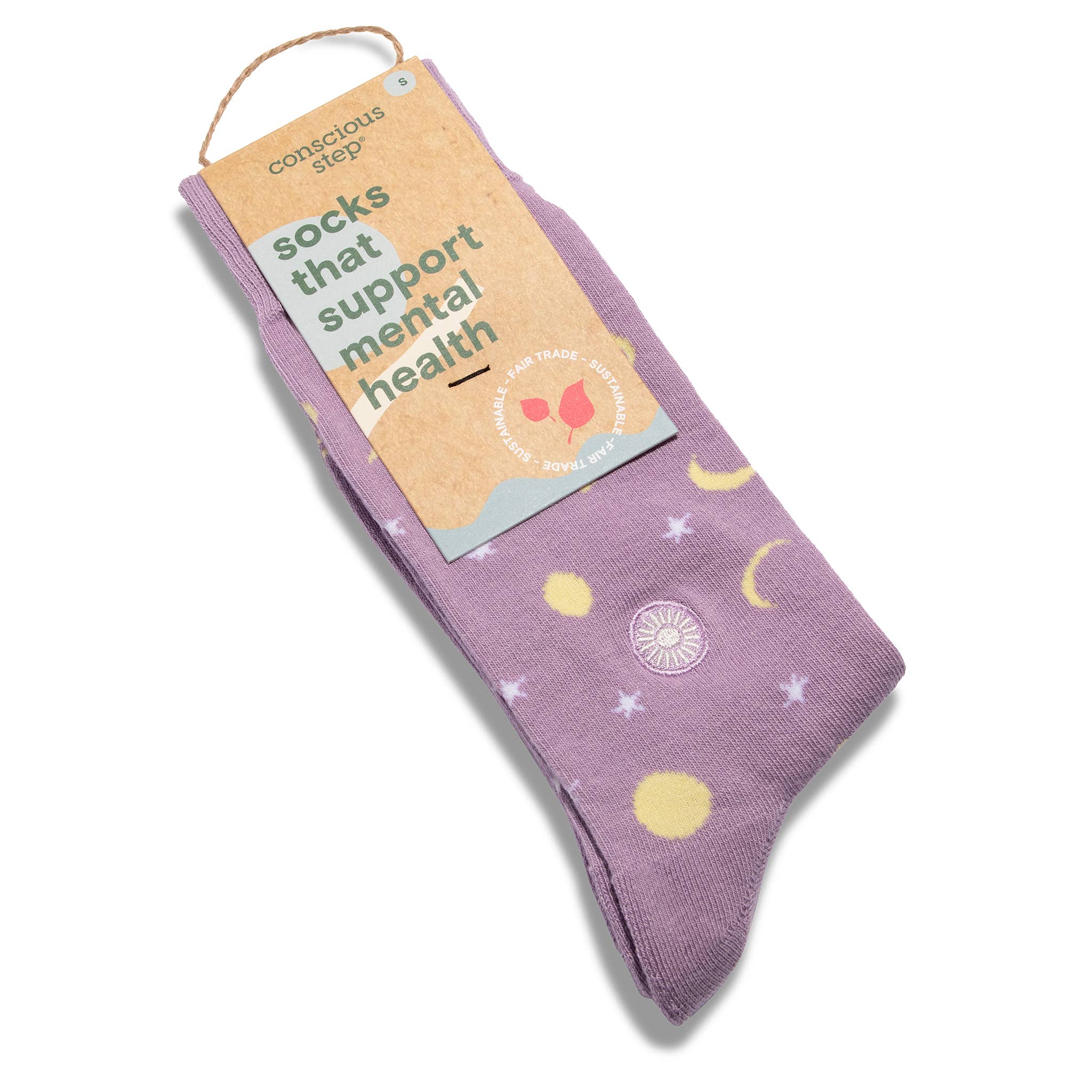 Socks that Support Mental Health (Purple Moons): Medium - Image 2