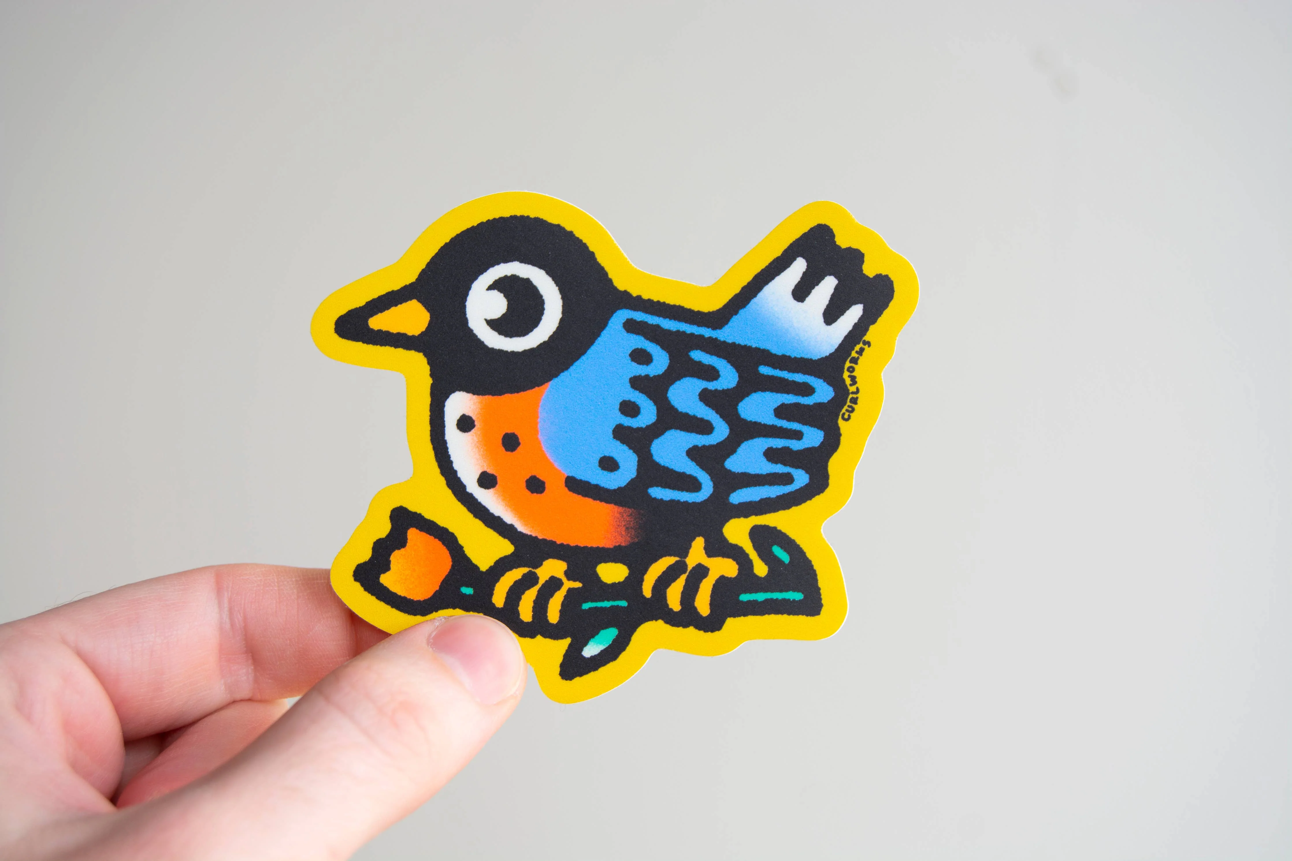 American Robin with Tulip – 3″ Vinyl Sticker