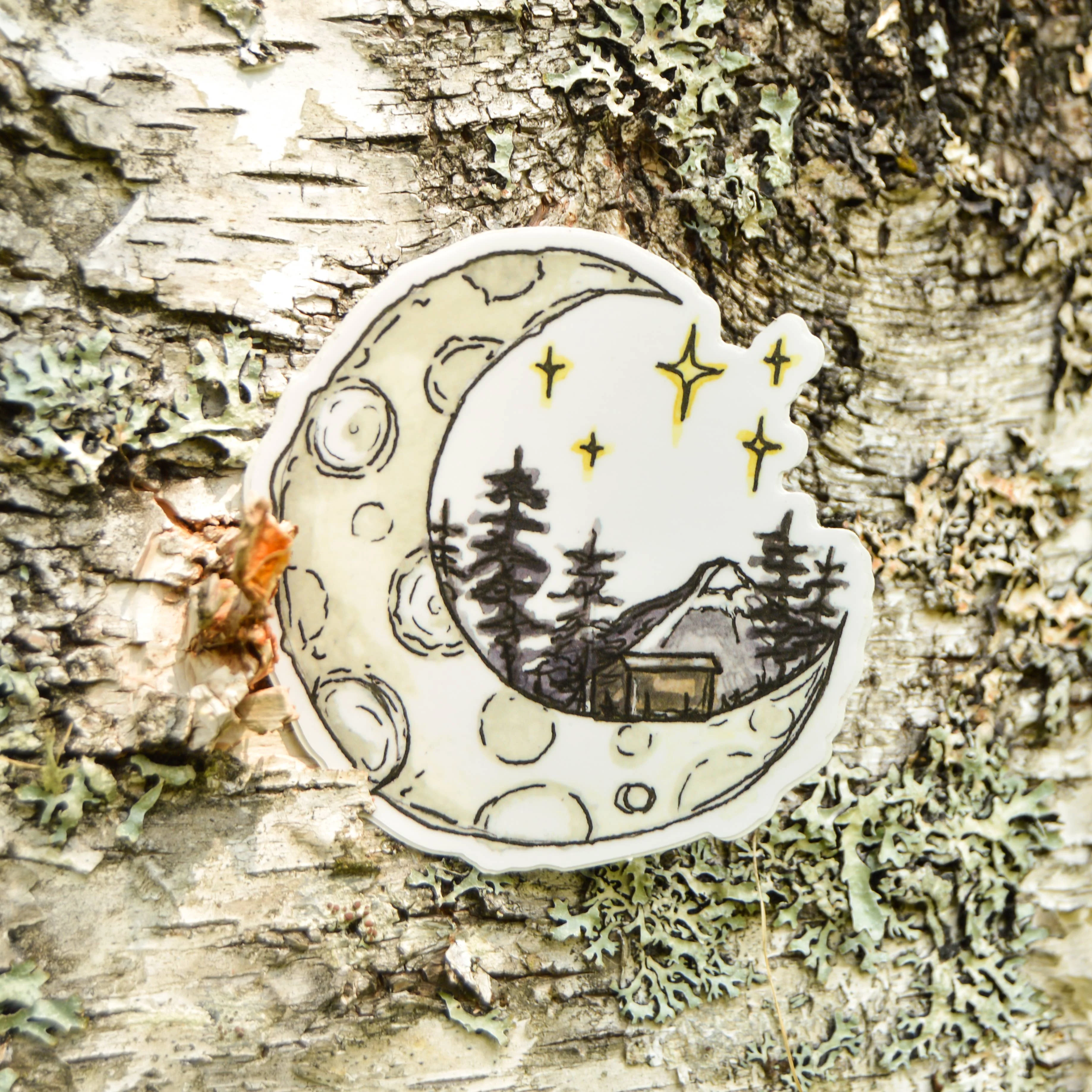 Moon and Cabin Sticker - Image 2