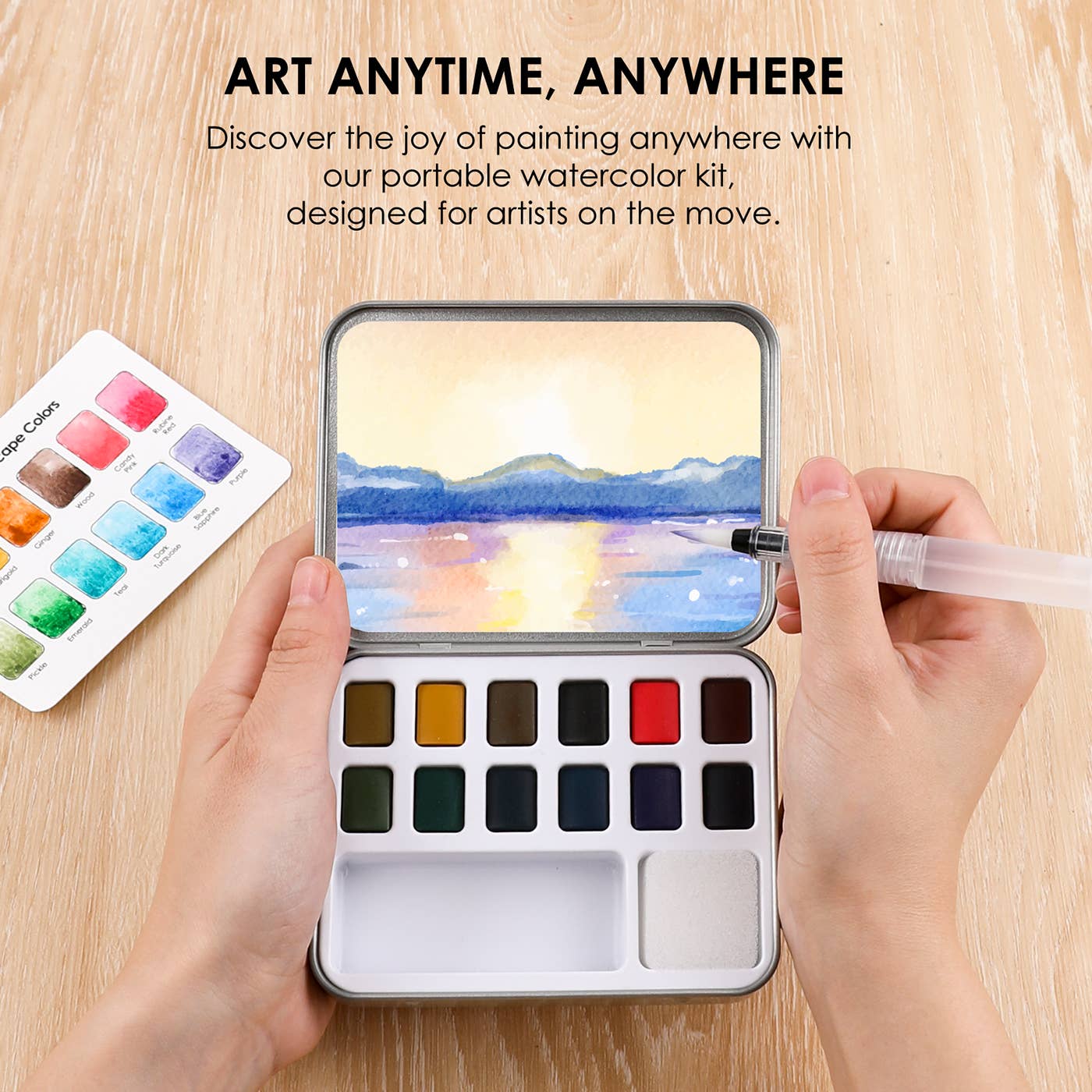 Watercolor Pocket Set Of 12 With Brush - Landscape Colors - Image 3