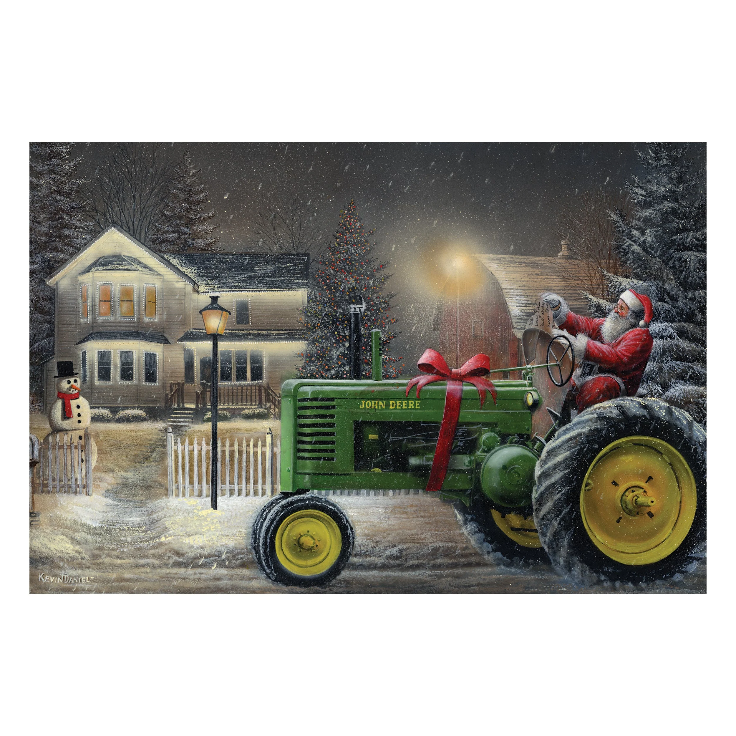 LED Art 24in x 16in-Santa on Tractor