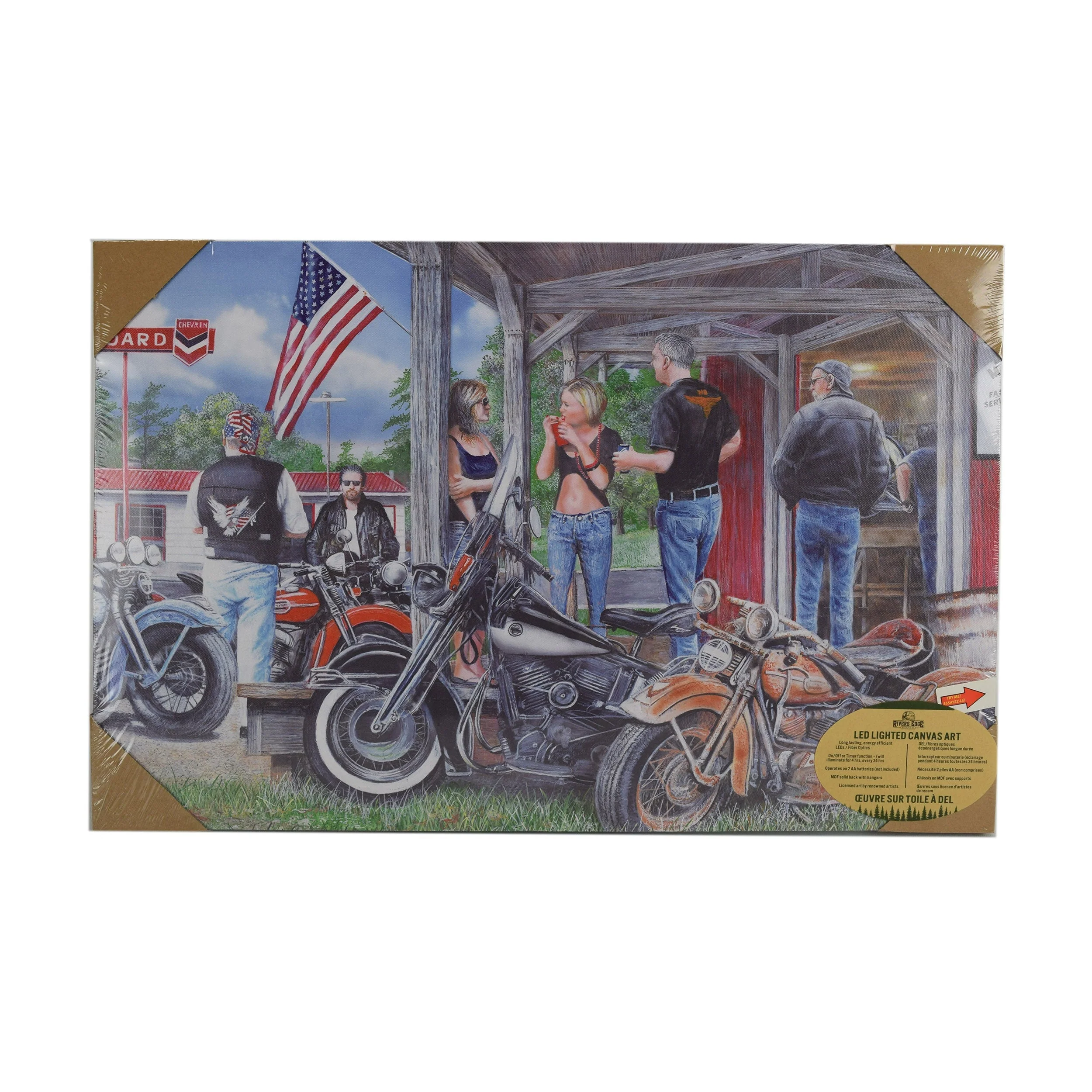 LED Art 24in x 16in-Rusty Motorcycle - Image 2