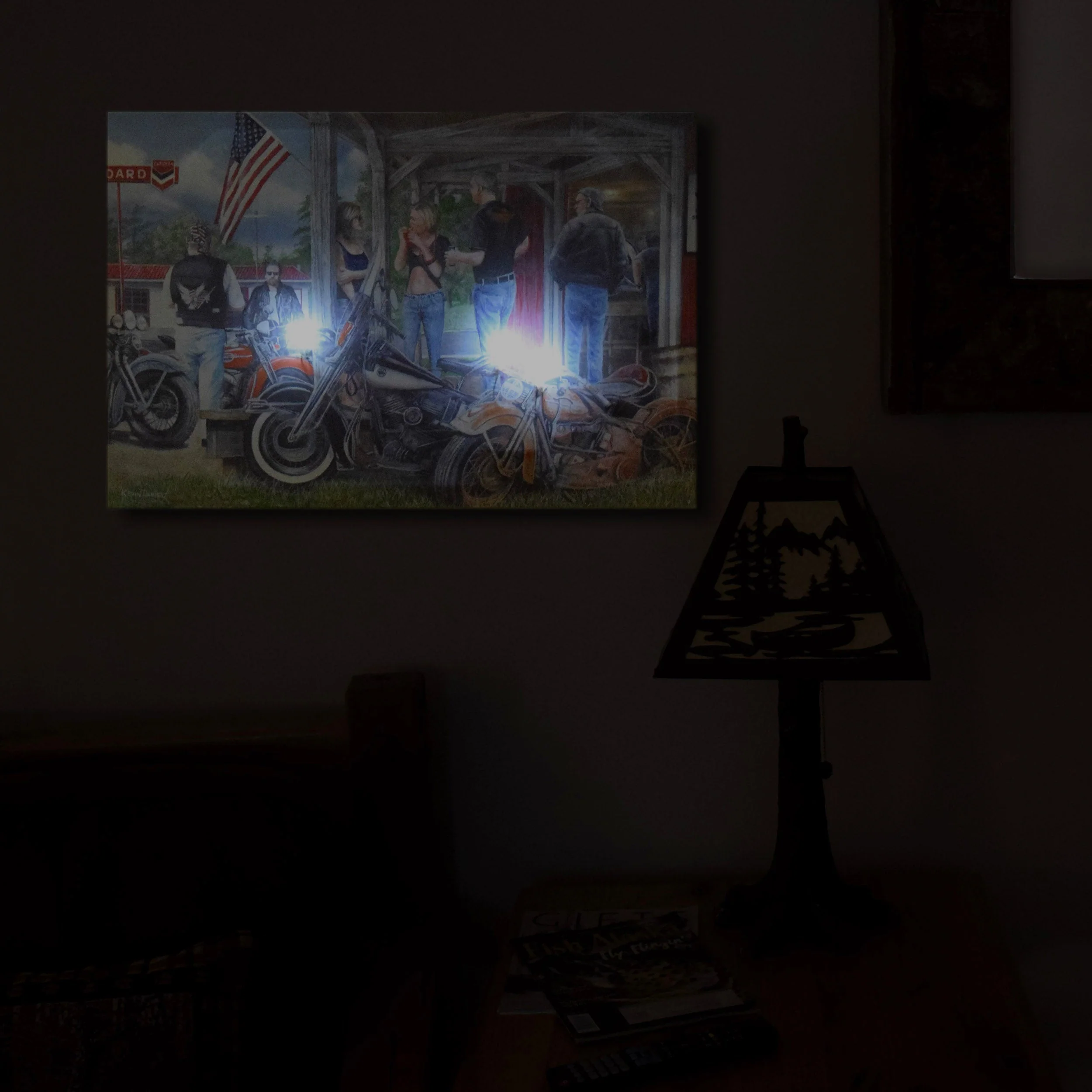 LED Art 24in x 16in-Rusty Motorcycle - Image 3