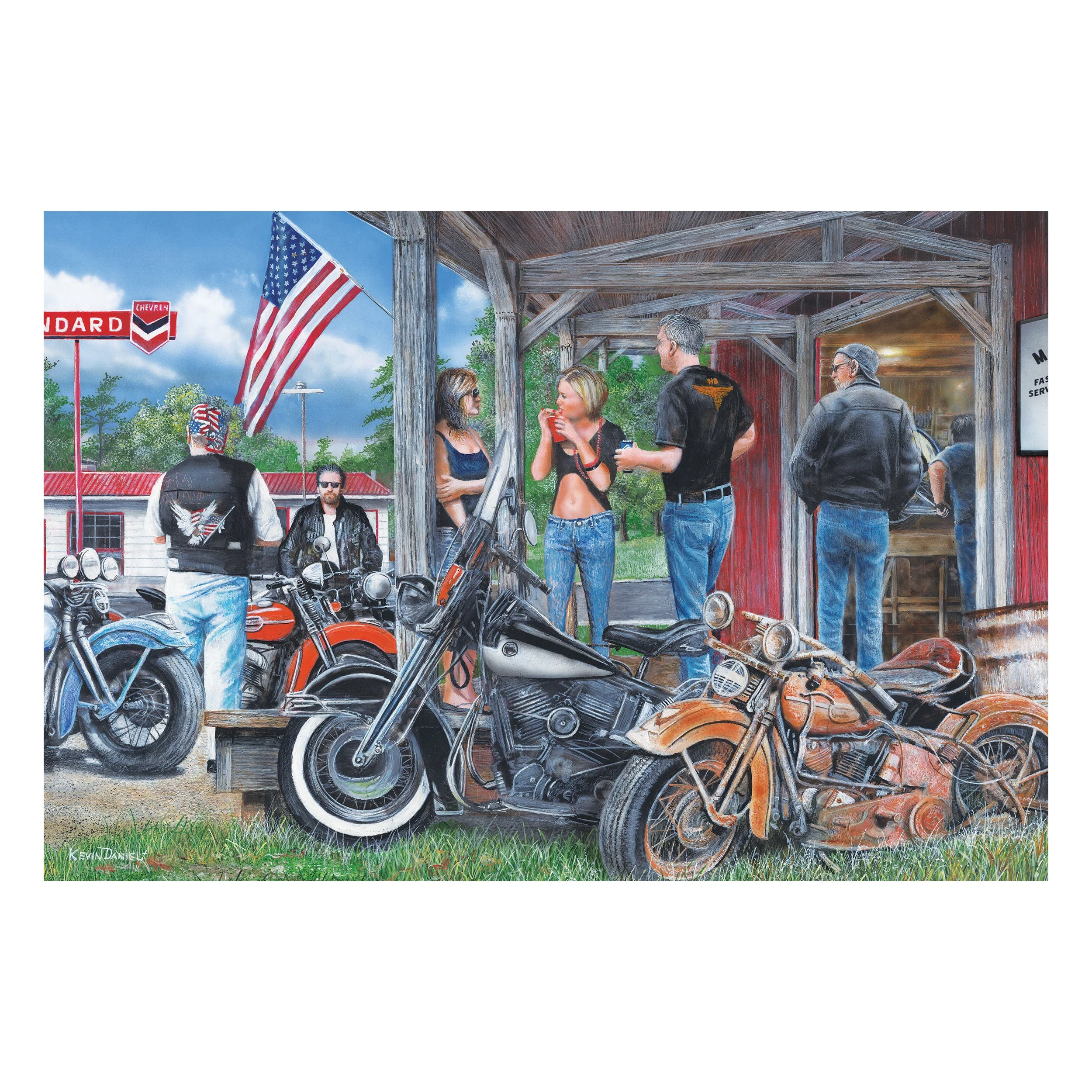 LED Art 24in x 16in-Rusty Motorcycle