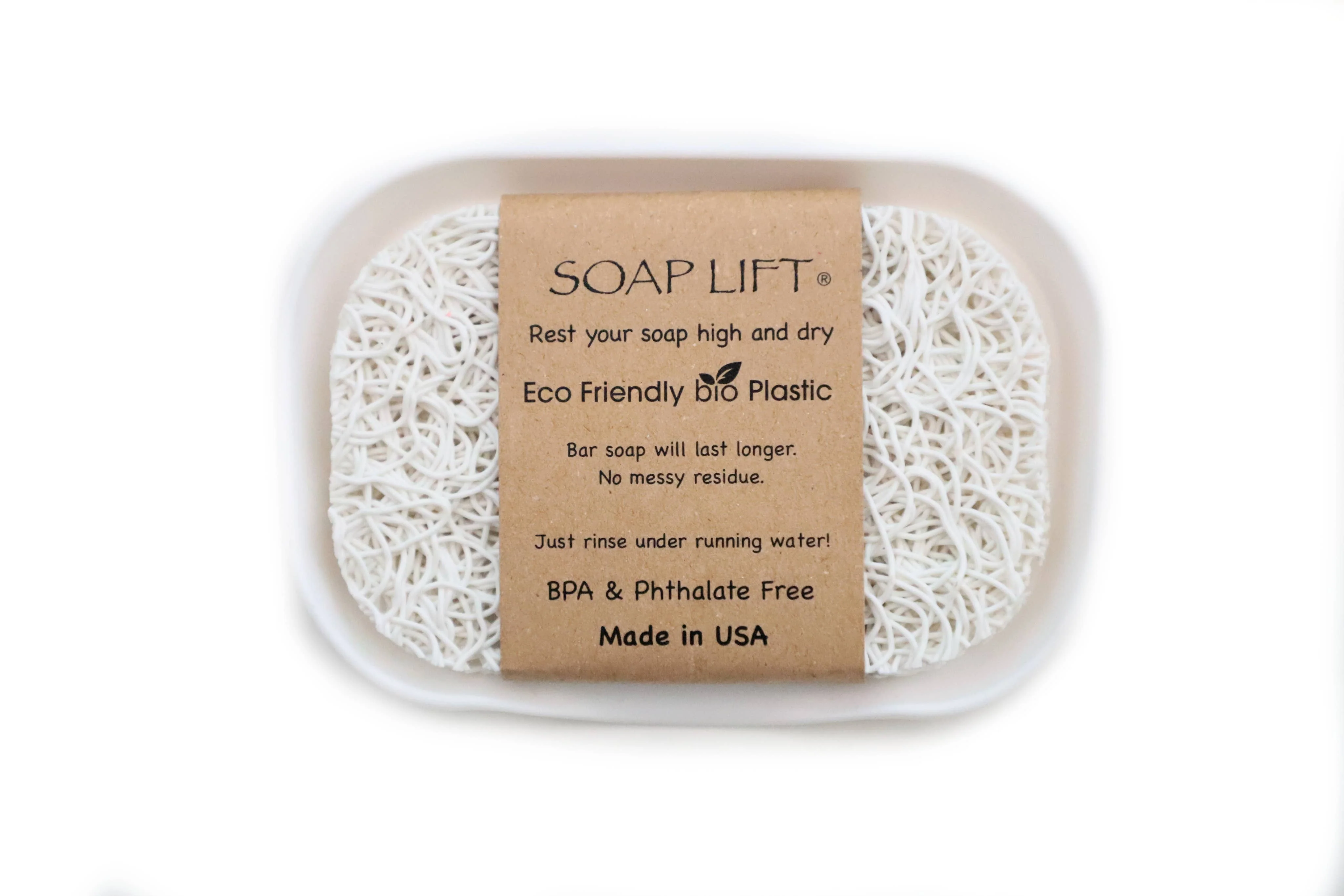 Waterfall Soap DISH SET w/ Soap Lift – White