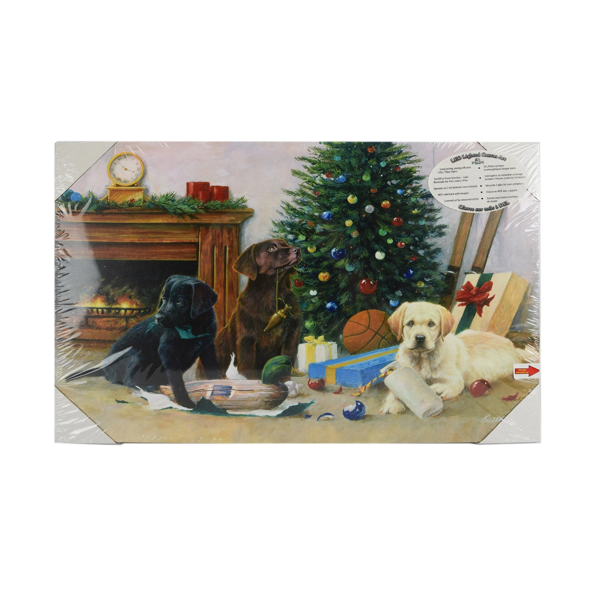 LED Art 24in x 16in-Christmas Pups - Image 2