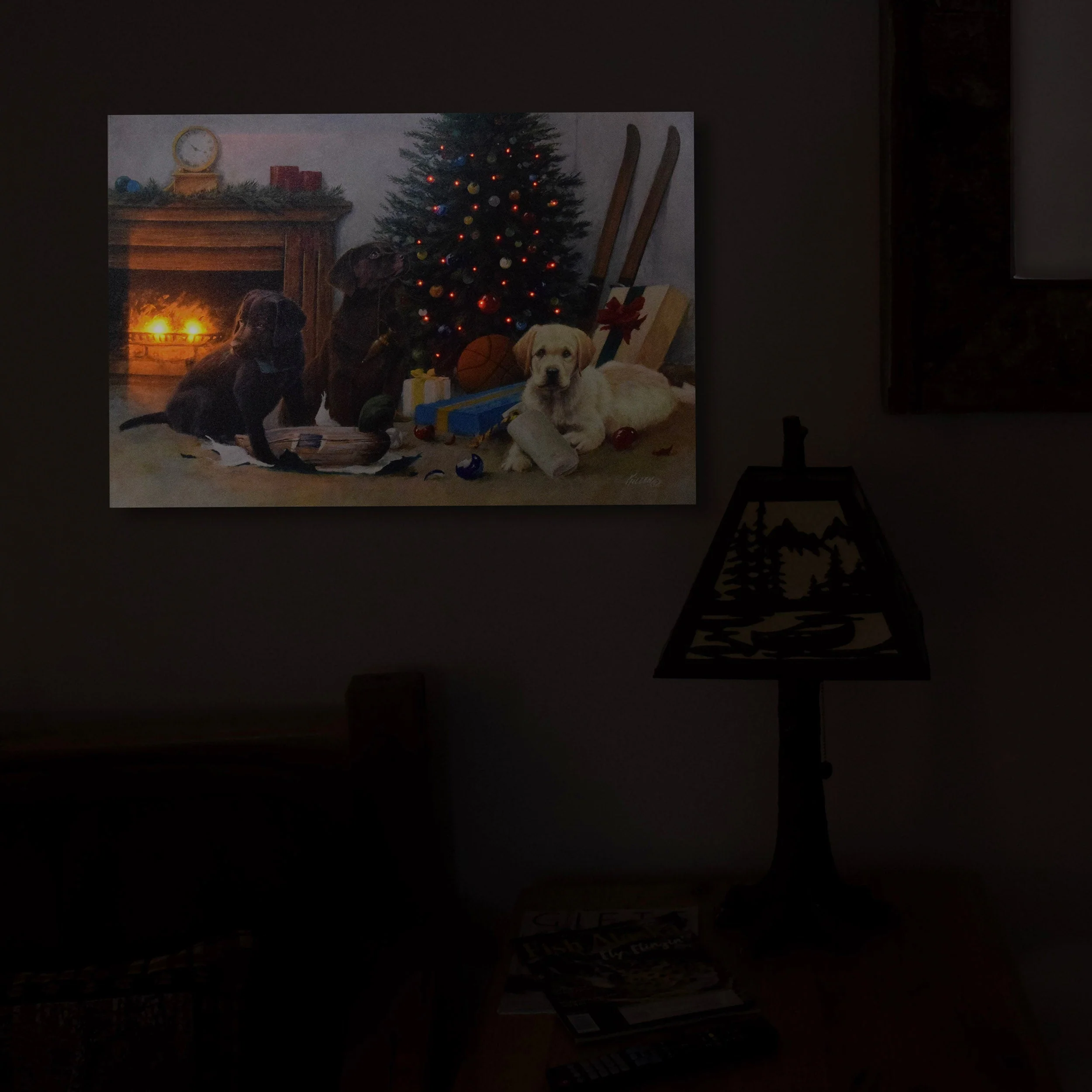 LED Art 24in x 16in-Christmas Pups - Image 3