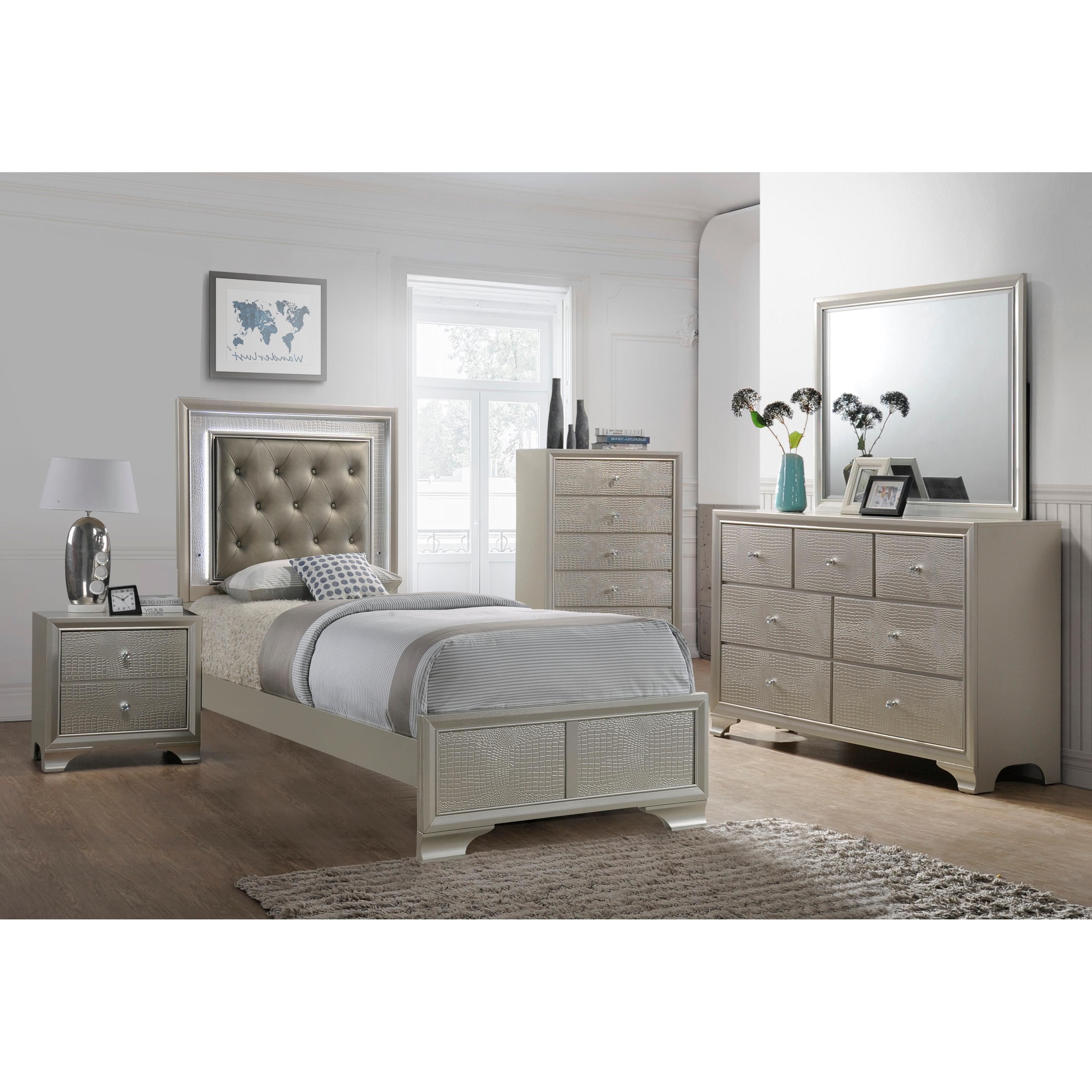 Crown Mark Lyssa B4300 6 pc Twin Panel Bedroom Set - Image 1