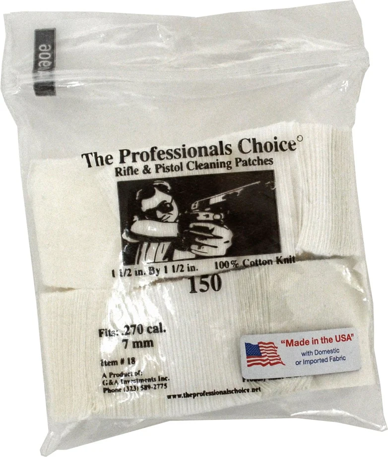 The Professionals Choice Square Knit Cleaning Patches .270 Cal / 7mm 150 pack - Image 1