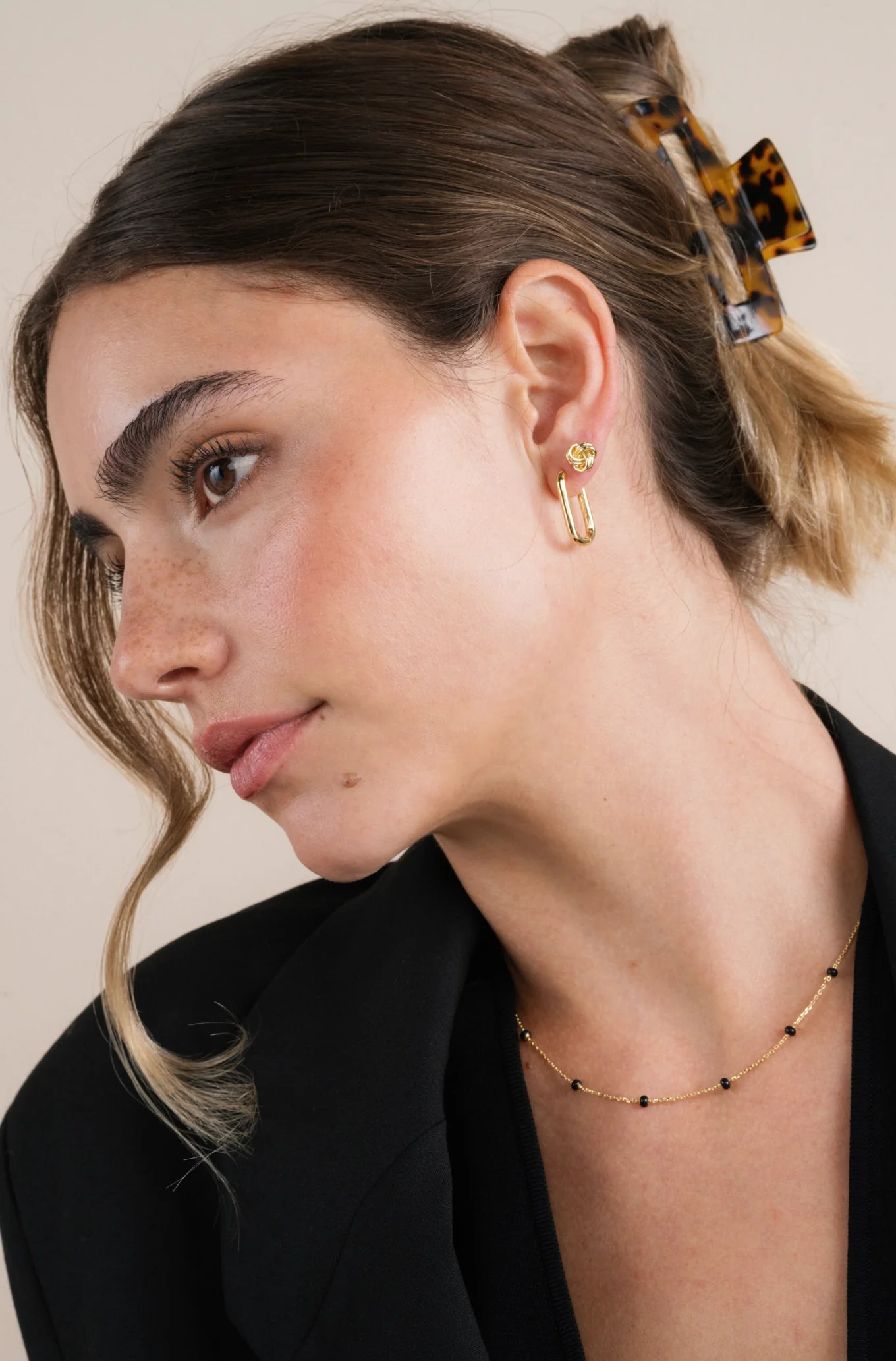 Gold Hoop - Large Rectangle - Earrings - Image 2