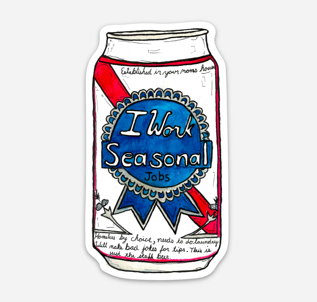 Seasonal Jobs Beer Sticker - Image 1