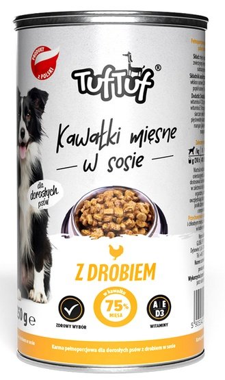 TUF TUF Kawałki mięsne z drobiem dla psa puszka 415g - Image 1