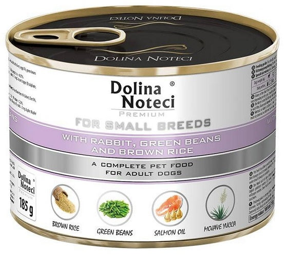 Dolina Noteci Premium Pies Mały Królik, fasolka i ryż brązowy puszka 185g - Image 1
