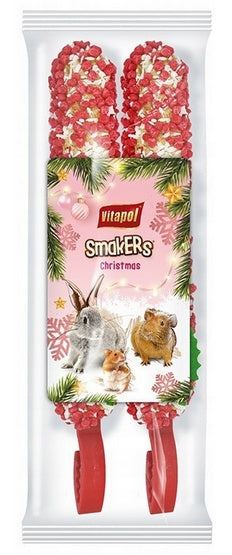 Vitapol Smakers świąteczny dla gryzoni (różowy) 2 szt. - ręcznie przygotowywana kolba do ścierania zębów - Image 2
