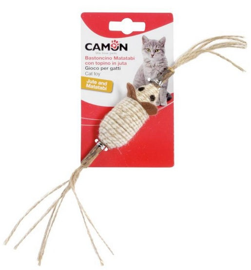 Camon Cat Toy Matatabi kij z myszą jutową – podwójny stymulant do gryzienia i zabawy