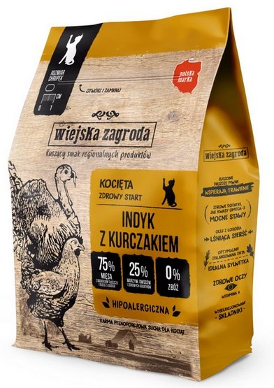 Wiejska Zagroda Kot – Indyk z kurczakiem dla kociąt 400g