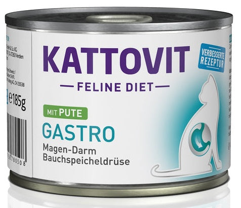 Kattovit Feline Diet Gastro indyk puszka 185g – niskotłuszczowa karma na wrażliwy przewód pokarmowy