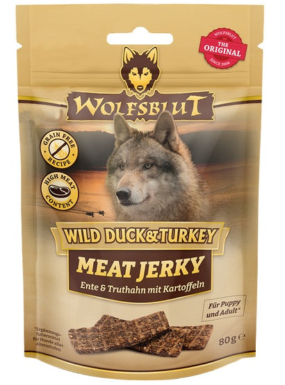 Wolfsblut Dog Meat Jerky Wild Duck & Turkey 80g - 80% mięsa i miękka konsystencja do treningu - Image 1