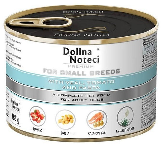 Dolina Noteci Premium Pies Mały Cielę, pomidor i makaron puszka 185g - Image 1