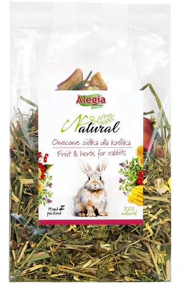 Alegia Natural owocowe ziółka dla królika 130g – ręcznie pakowana mieszanka z owocami