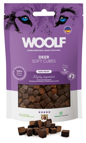 Woolf Soft Cubes Monoprotein Deer 100g - miękkie kosteczki z jelenia bez zbóż - Image 1