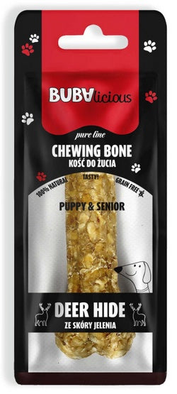 BUBAlicious Pure Line kość do żucia puppy & senior 12 cm – 100% skóry jelenia