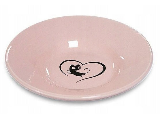 Yarro/Moderna miska ceramiczna dla kota - różowa z serduszkiem - Image 1