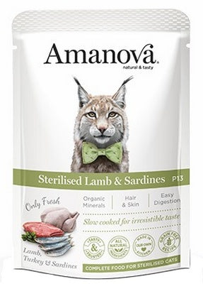 Amanova Cat Sterilised Lamb & Sardines – jagnięcina i sardynki saszetka 85g [P13]