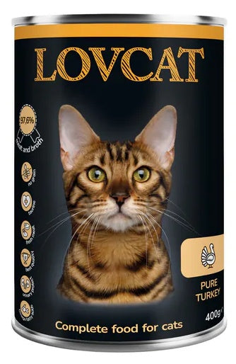 Lovcat Pure Turkey puszka 400 g – wysoka zawartość indyka bez zbóż