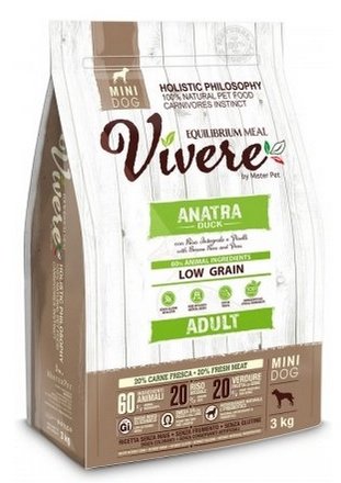 Vivere Dog Mini Adult Duck 3kg - Image 1