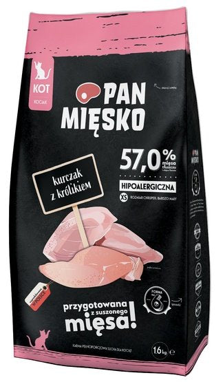 Pan Mięsko Karma sucha dla kociąt – kurczak i królik chrupki XS 1,6kg