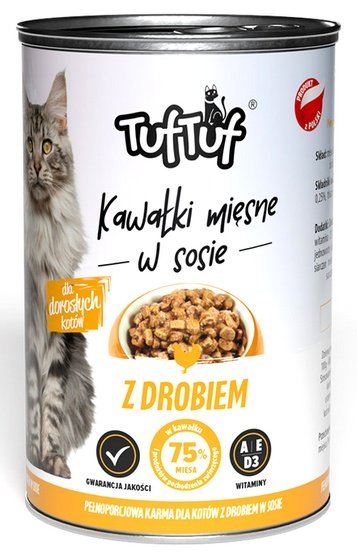 TUF TUF Kawałki mięsne z drobiem dla kota puszka 415g - Image 1