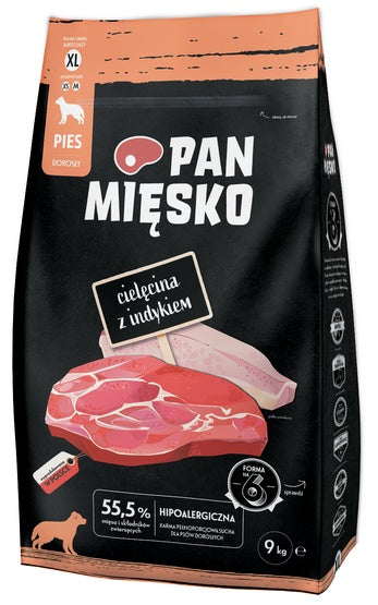Pan Mięsko karma sucha dla psa cielęcina z indykiem chrupki XL 9 kg - chrupki XL dla dużych psów - Image 1
