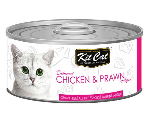 Kit Cat Chicken & Prawn puszka 80g - bezzbożowa receptura z tauryną - Image 1