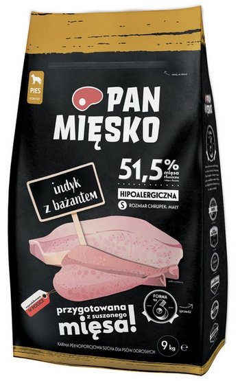 Pan Mięsko Karma sucha dla psa – indyk i bażant chrupki S 9kg