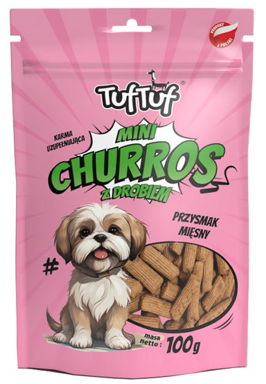 tuf tuf mini churros z drobiem dla psa 100g - miękki mięsny przysmak treningowy - Image 1