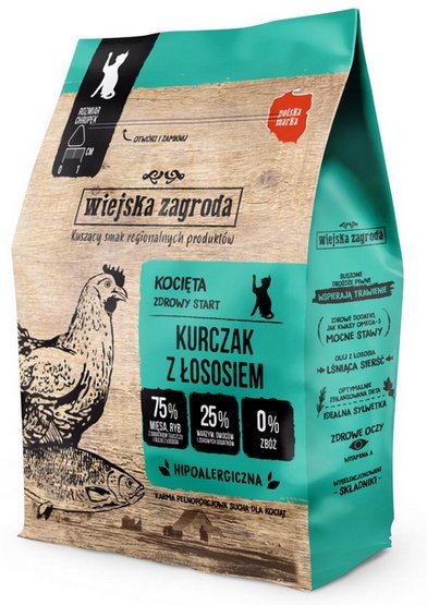 Wiejska Zagroda Kot – Kurczak z łososiem dla kociąt 400g