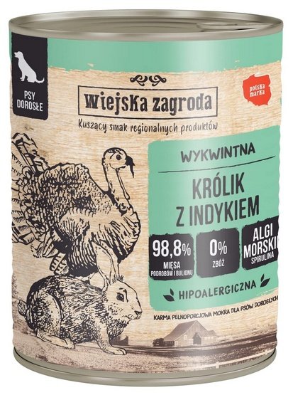 Wiejska Zagroda Królik z indykiem puszka 800g - Image 1