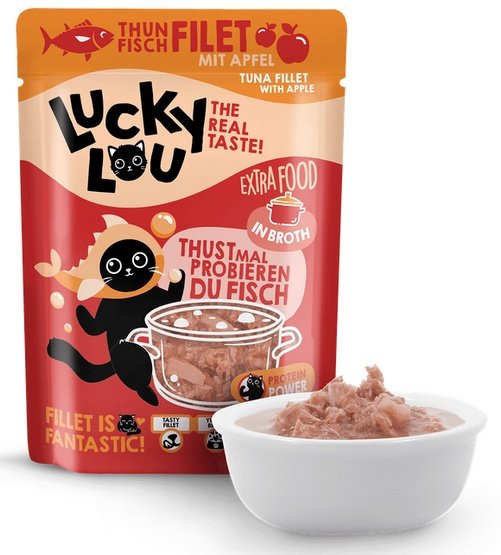 Lucky Lou Extrafood tuńczyk i jabłko w bulionie saszetka 70g – soczysty filet bez zbóż