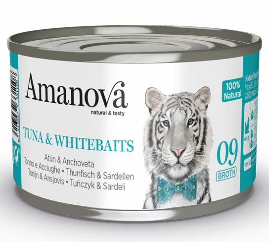 Amanova Cat Tuna & Whitebaits – tuńczyk i białoryby w bulionie puszka 70g [09]